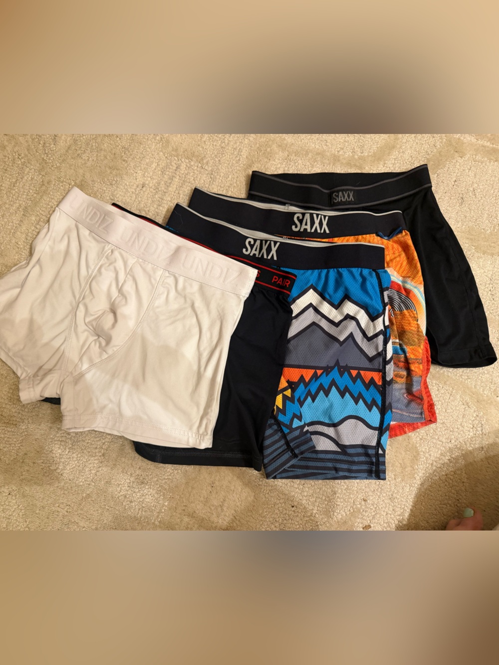 Saxx Men's Boxer Briefs Assorted White, Black & Blue Geometric Set